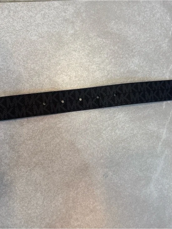 Michael Kors Black Logo-Print Womans Belt with Silver Buckle - Picture 8 of 11